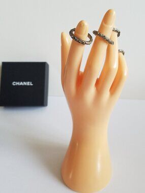 Chanel Authentic Rare Set of 4 Rings Silver Limited Edition